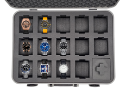 MC-CASES® Uhrenkoffer Transportkoffer für bis zu 14 Uhren - Luxury Line - Aluminium Koffer - Handgemacht